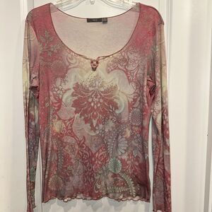 Vintage 90's Apt Women XL Long Sleeve Blouse Floral Fibi Friends Graphic Fairy